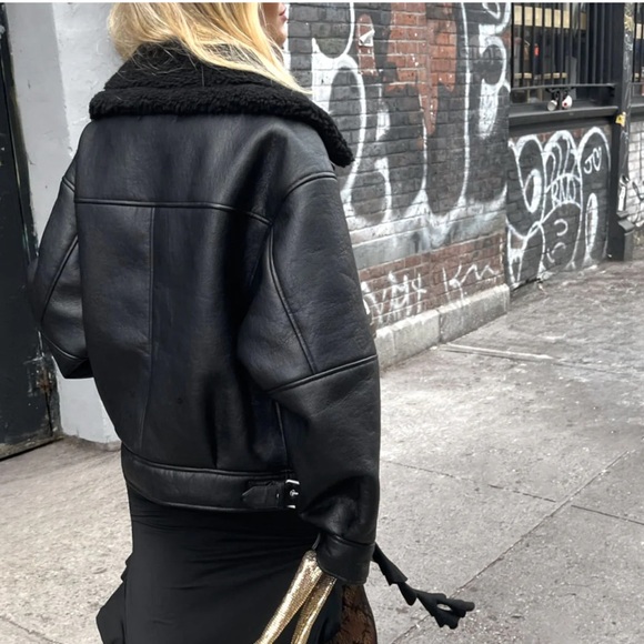 NWT Oak + Fort Oversized Sherpa Aviator Jacket - Picture 9 of 9